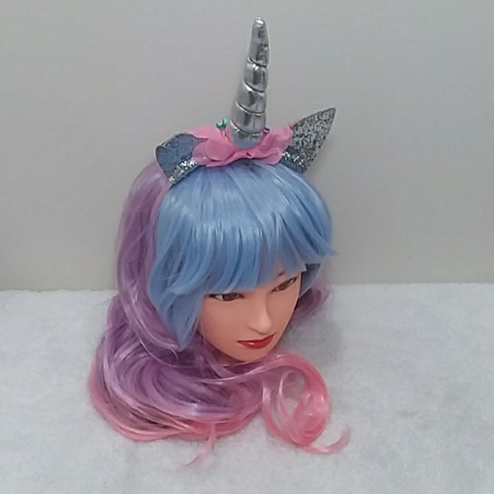 Kids Unicorn Halloween Wig & Headband Costume